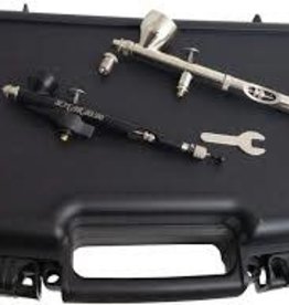 Badger Air Brush Badger 105 Patriot Detail Nozzle and Sotar 20/20 Fine Nozzle Airbrushes in sturdy clasp closure case.