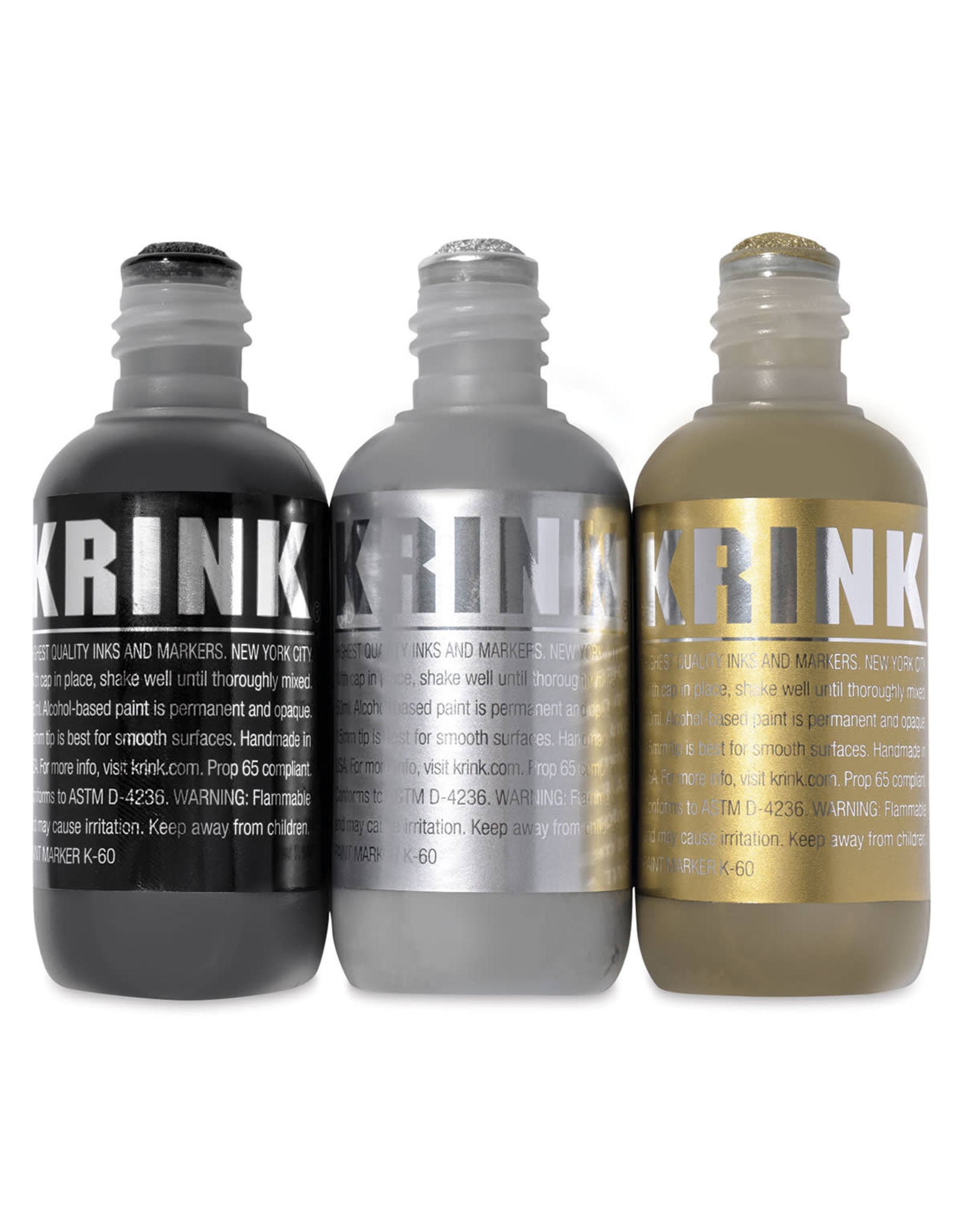 Krink Krink K-60 Paint Marker Set of 3 (Black, Silver, Gold)