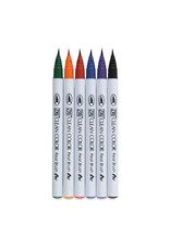 Kuretake Zig Clean Color Real Brush Marker Set of 6 Assorted Colors