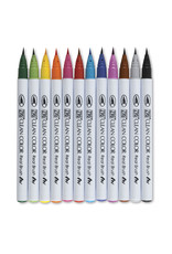 Kuretake Zig Clean Color Real Brush Marker Set of 12 Assorted Colors