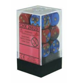 Chessex Gemini® 16mm d6 Blue-Red/gold Dice Block™ (12 dice)