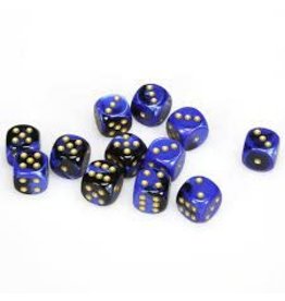 Chessex Gemini® 16mm d6 Black-Blue/gold Dice Block™ (12 dice)
