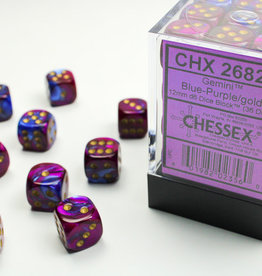 Chessex Gemini® 12mm d6 Blue-Purple/gold Dice Block (36 dice)