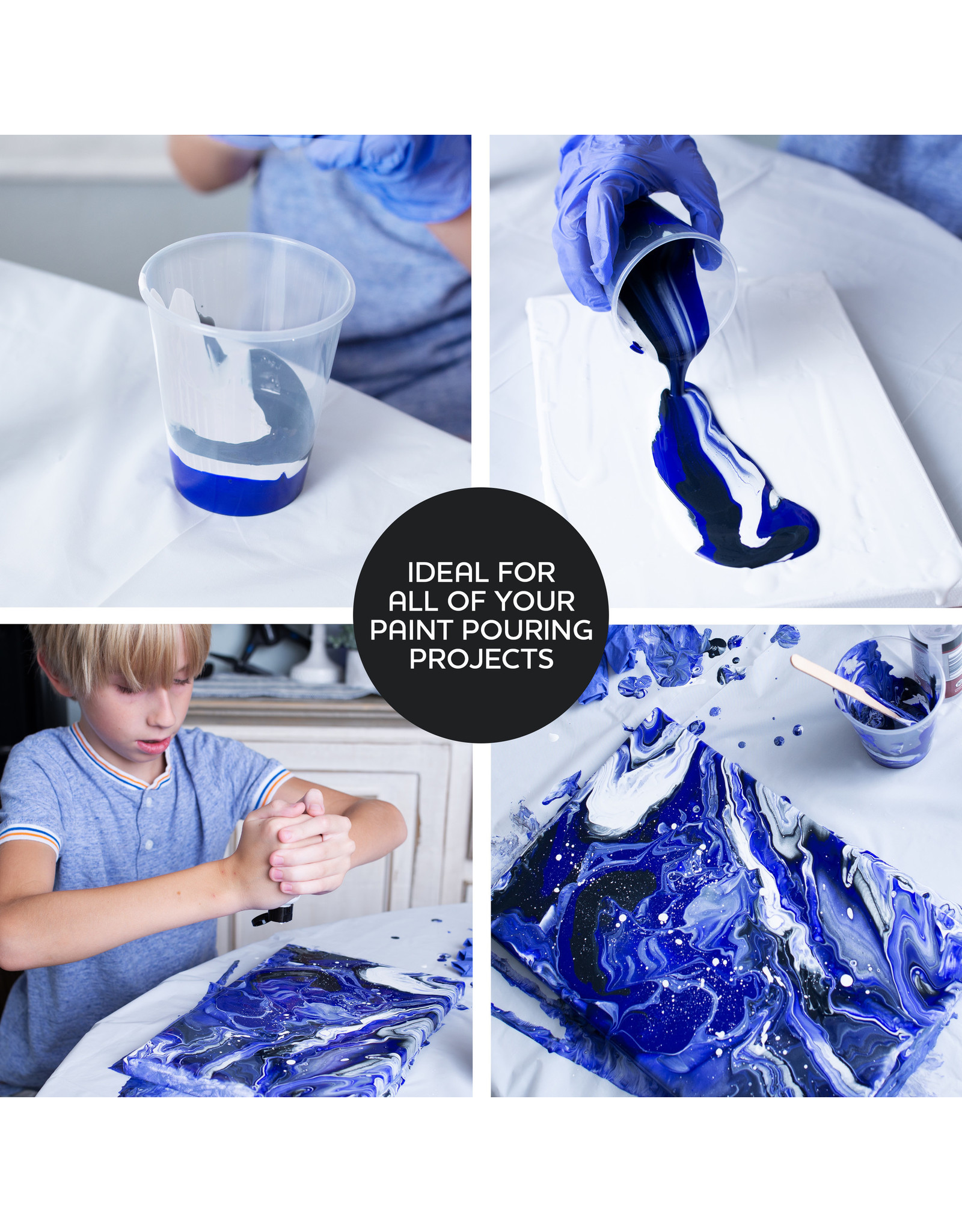 W.A. Portman WA Portman Pour Painting Supplies – 19-pc All-in-One Pouring Paint Kit for Acrylic Pour, Resin Art & Epoxy Craft Projects