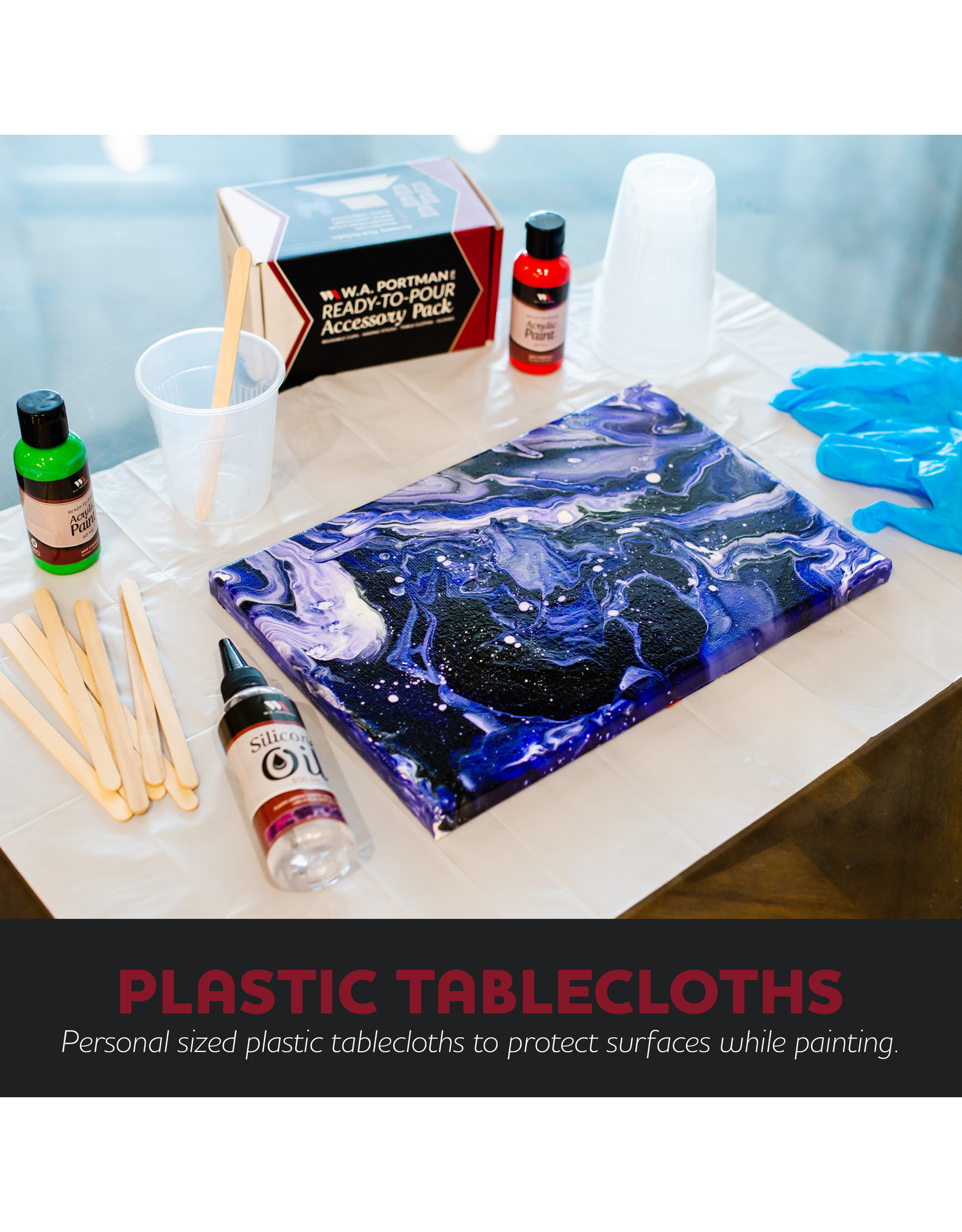 W.A. Portman WA Portman Pour Painting Supplies – 19-pc All-in-One Pouring Paint Kit for Acrylic Pour, Resin Art & Epoxy Craft Projects