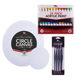 W.A. Portman Circle Canvas & Round Brush Deluxe Painting Set