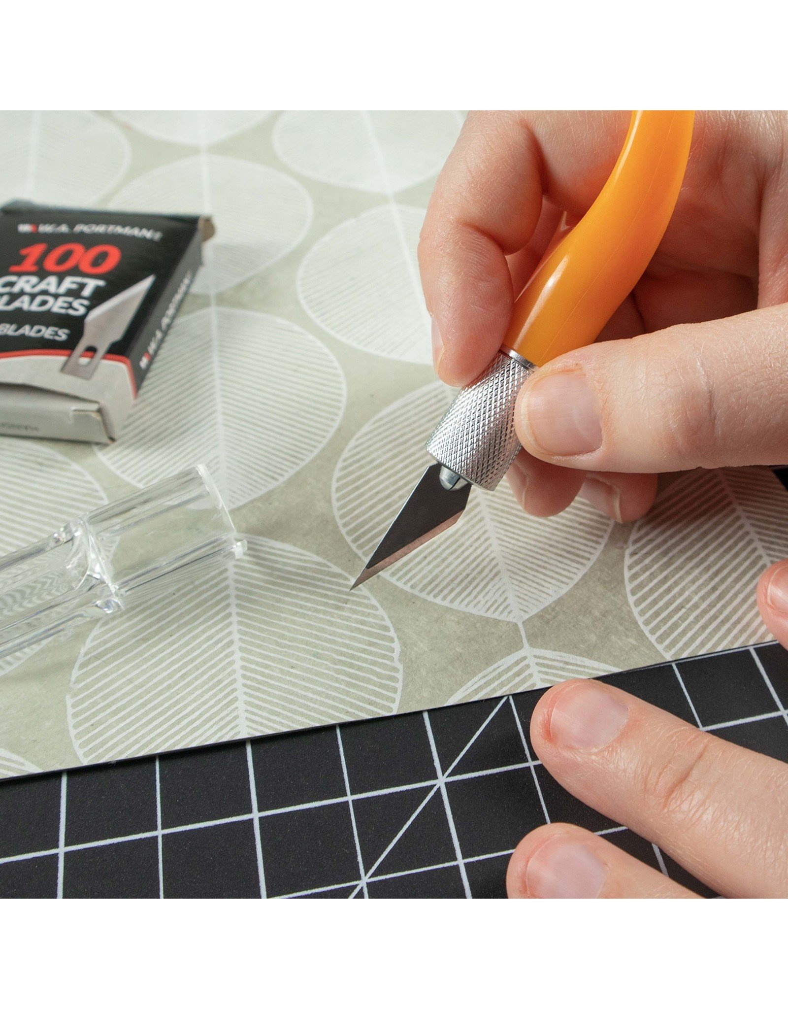 W.A. Portman WA Portman Finger Knife Set - Ergonomic Precision Craft Knife with 100 #11 Replacement Steel Precision Finger Blades