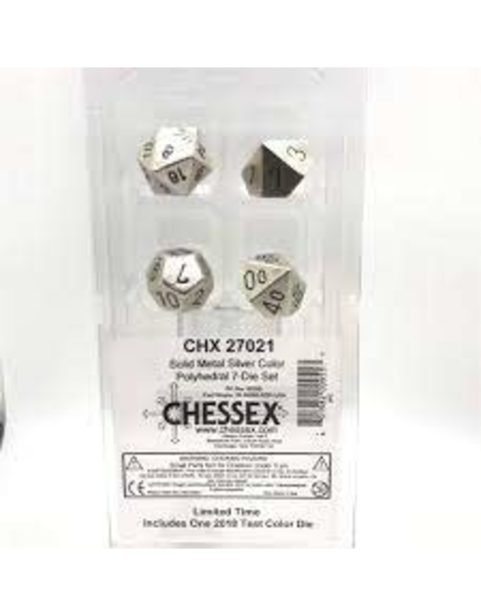 Chessex Metal Polyhedral Silver 7-Die Set