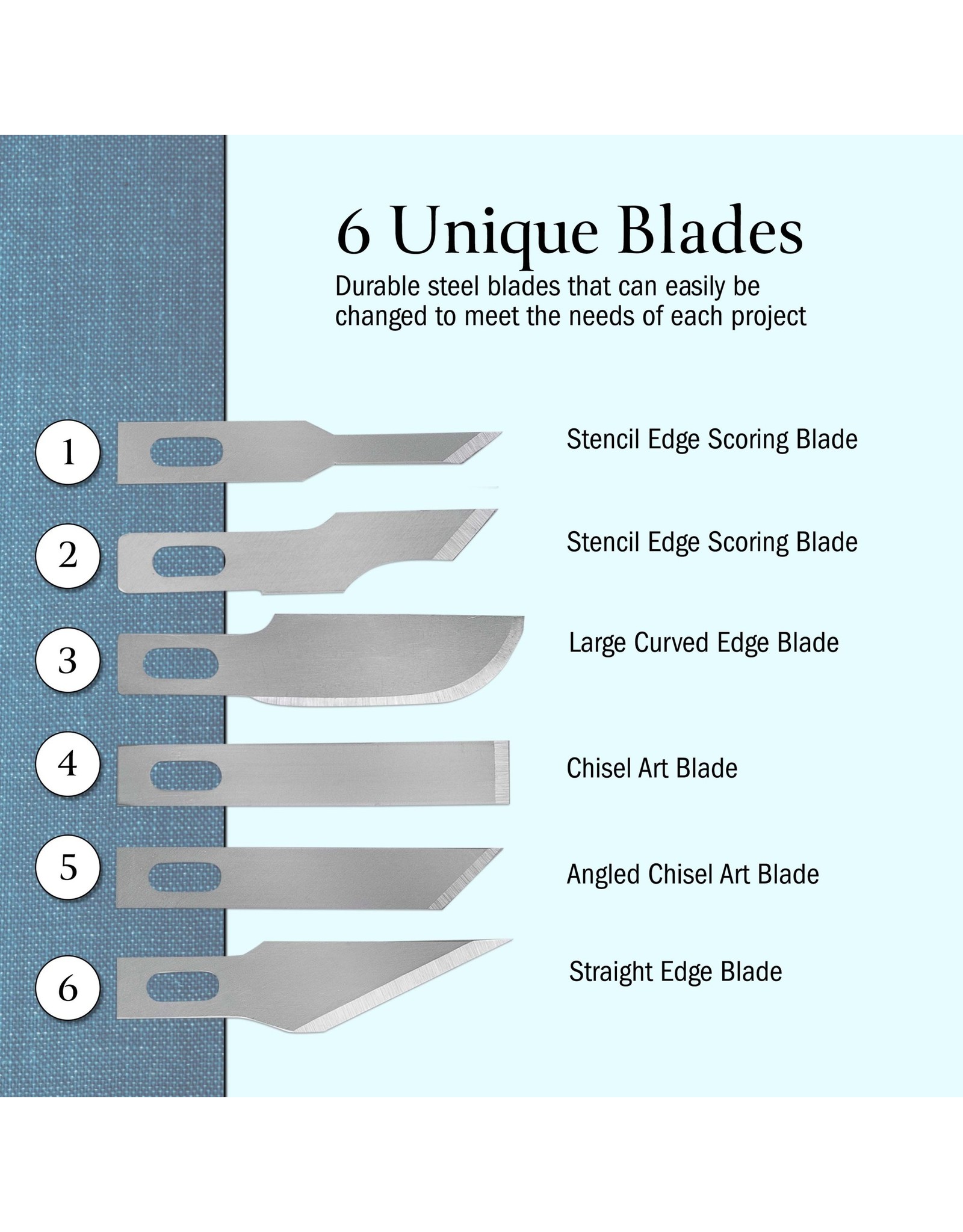 W.A. Portman WA Portman 7pc Hobby Knife Set - 1pc High-Grade Precision Knife with 6 Assorted Carbon Steel Hobby Blades