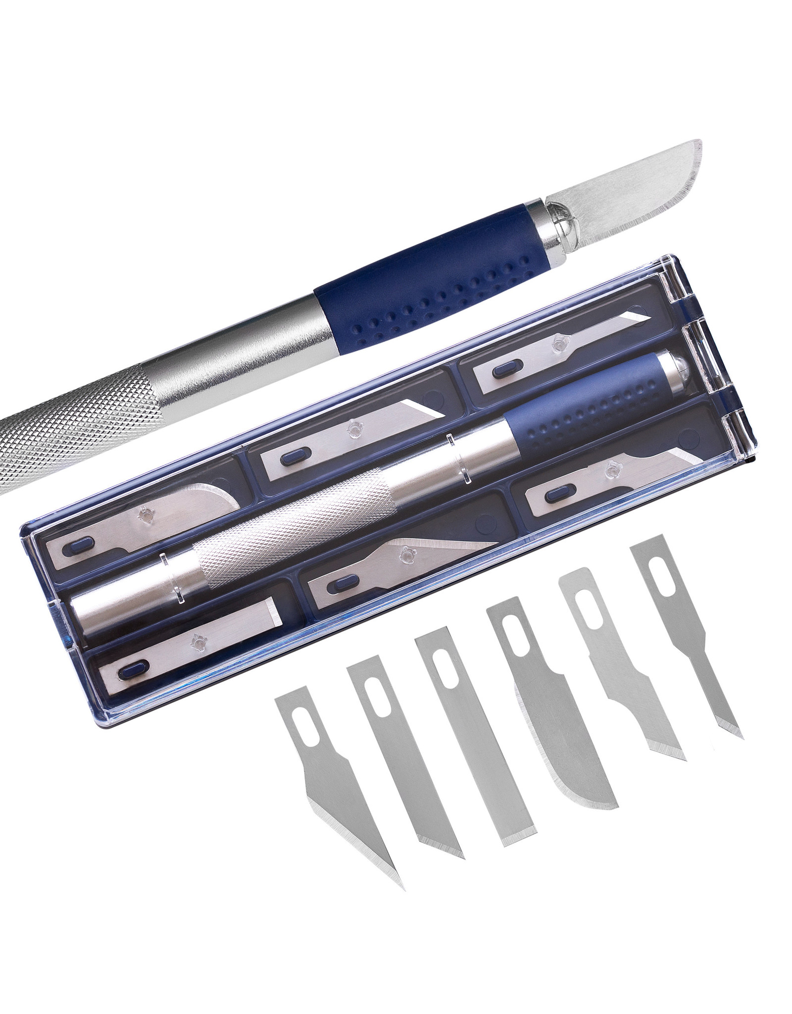 W.A. Portman WA Portman 7pc Hobby Knife Set - 1pc High-Grade Precision Knife with 6 Assorted Carbon Steel Hobby Blades