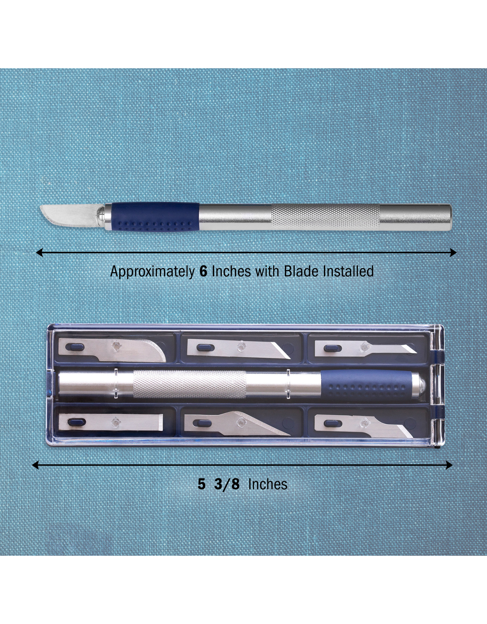 W.A. Portman WA Portman 7pc Hobby Knife Set - 1pc High-Grade Precision Knife with 6 Assorted Carbon Steel Hobby Blades