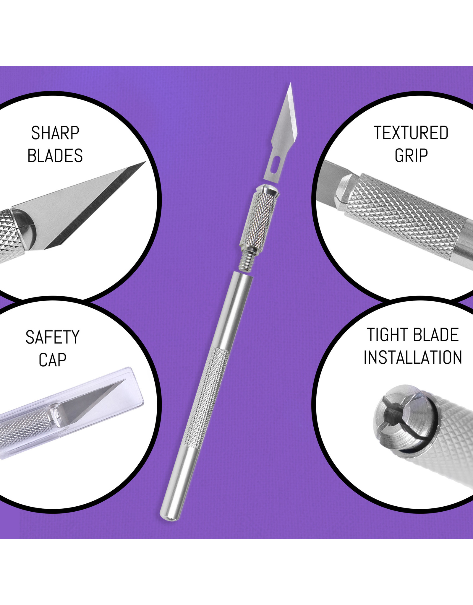W.A. Portman WA Portman Hobby Knife Set - 2pc High-Grade Craft Knife Set with #11 50pc Extra Premium Steel Hobby Blades