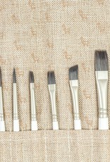 ETCHR ETCHR Set of 8 Gouache Paint Brushes - Synthetic Paint Brush Set - Travel Watercolor Brushes with Linen Roll-Up Pouch - Synthetic Paint Brushes with Travel Case - Paint Brushes for Kids & Adults