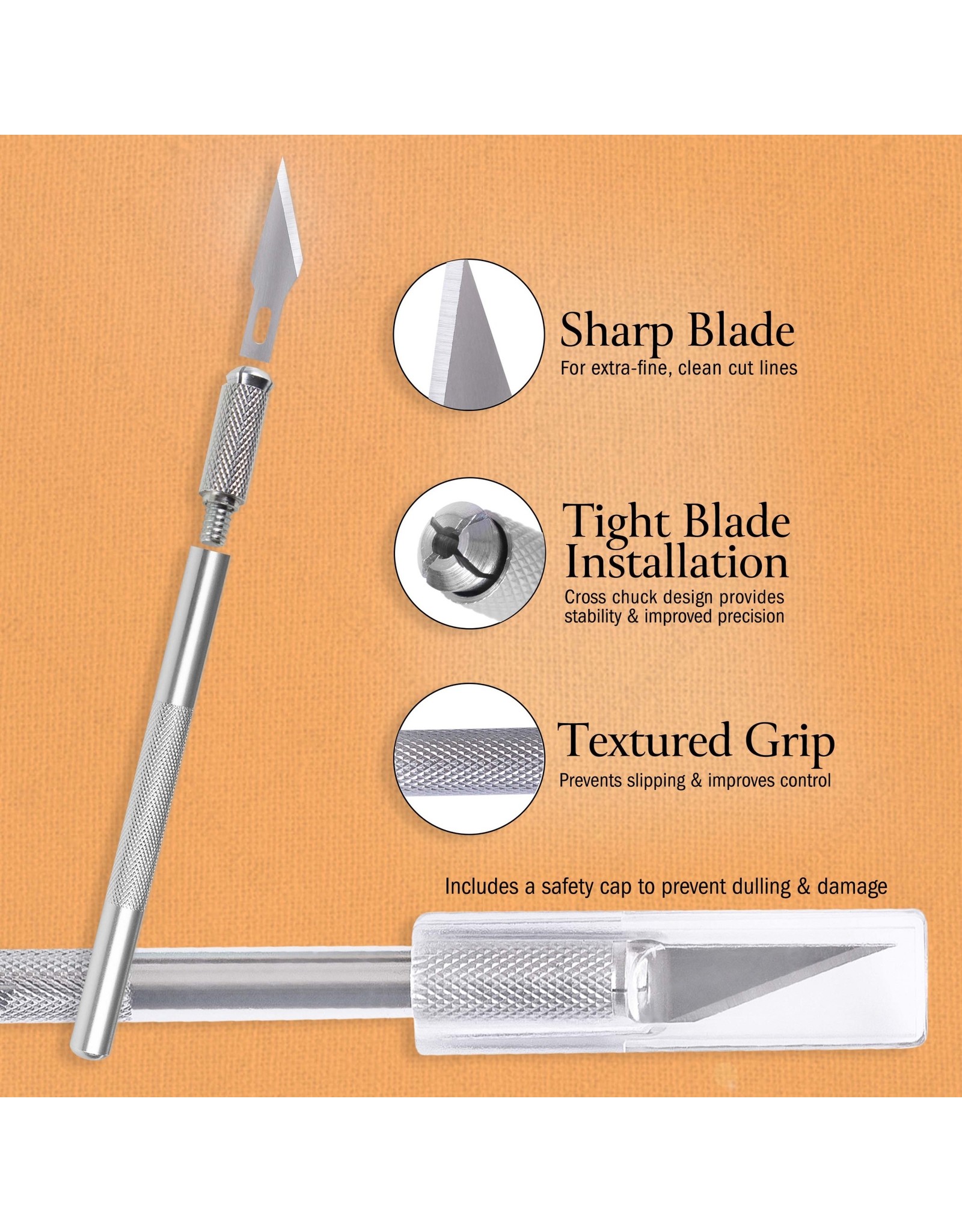 W.A. Portman WA Portman Hobby Knife Set - 12pc High-Grade Craft Knife Set with #11 100pc Extra Premium Steel Hobby Blades