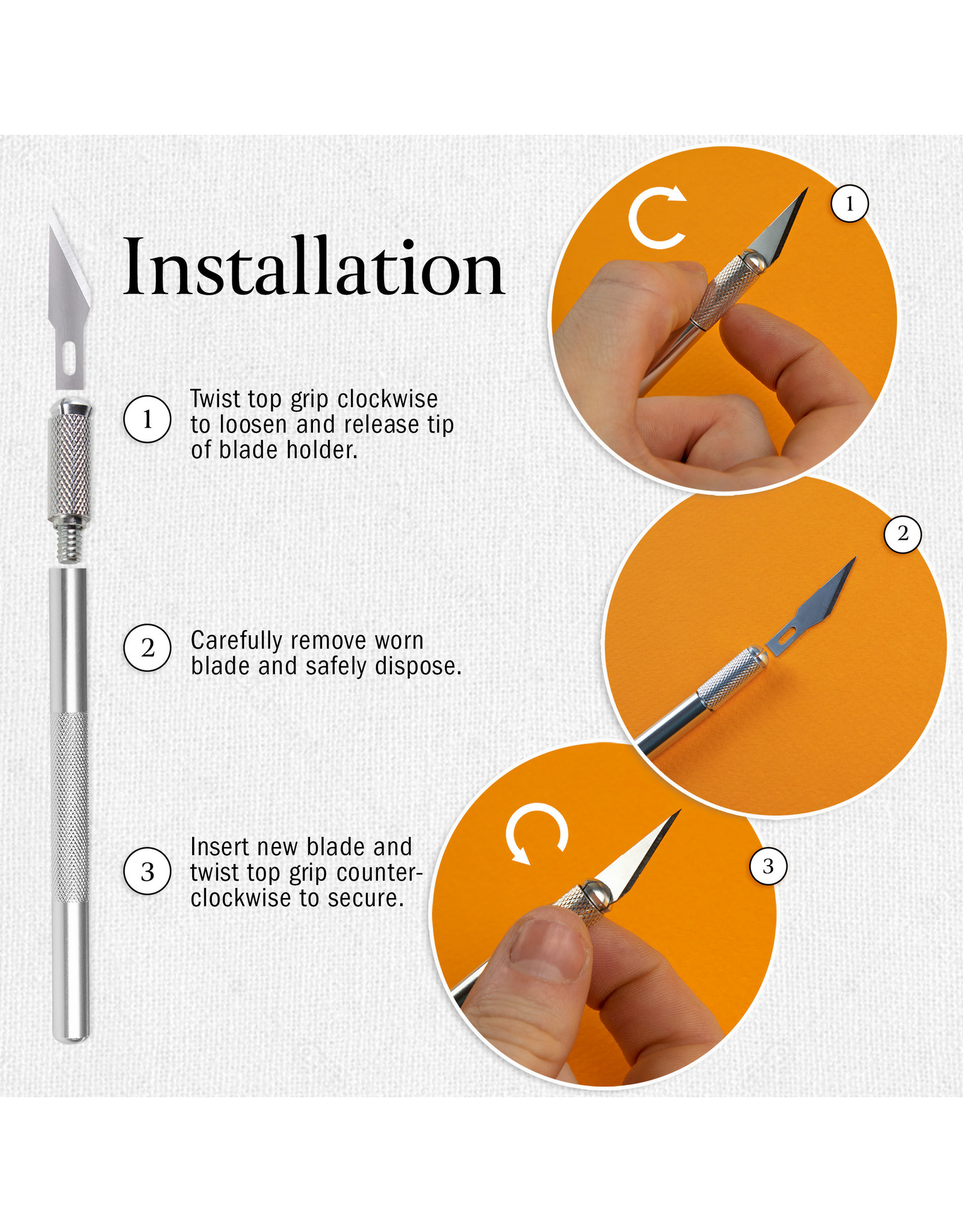 W.A. Portman WA Portman Hobby Knife Set - 12pc High-Grade Craft Knife Set with #11 100pc Extra Premium Steel Hobby Blades