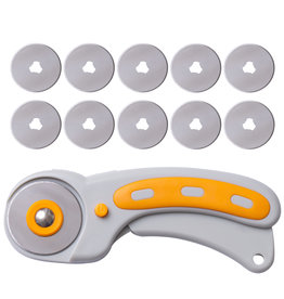 W.A. Portman WA Portman Fabric Cutter Wheel - 45mm Rotary Cutter for Fabric with Safety Lock & 10 Extra Rotary Blades