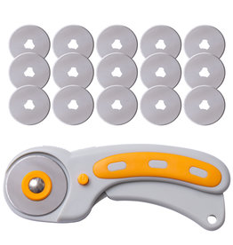 W.A. Portman WA Portman Fabric Cutter Wheel - 45mm Rotary Cutter for Fabric with Safety Lock & 15 Extra Rotary Blades