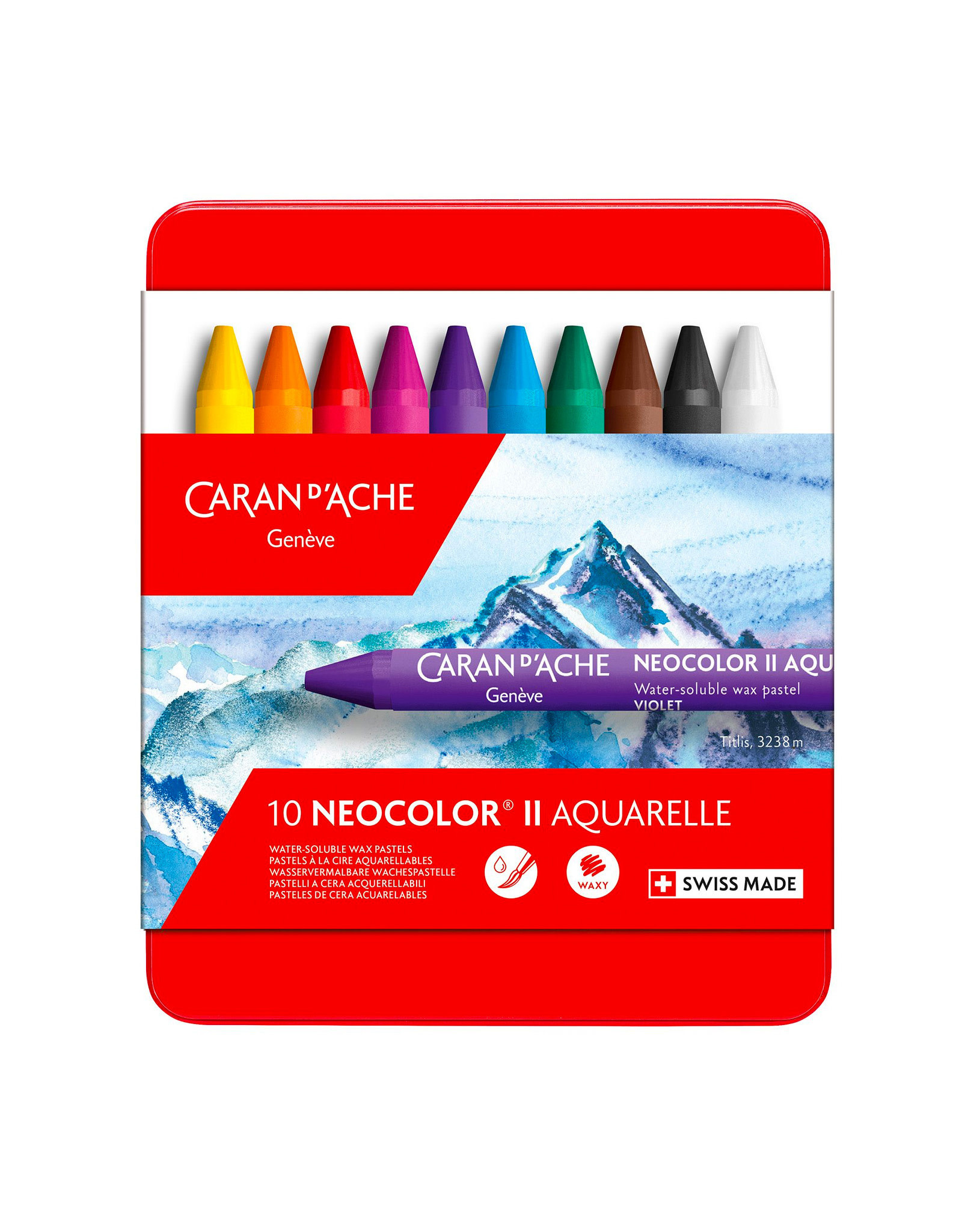 Caran d'Ache Caran D'Ache Classic Neocolor II Water-Soluble Pastels, 10 Colors