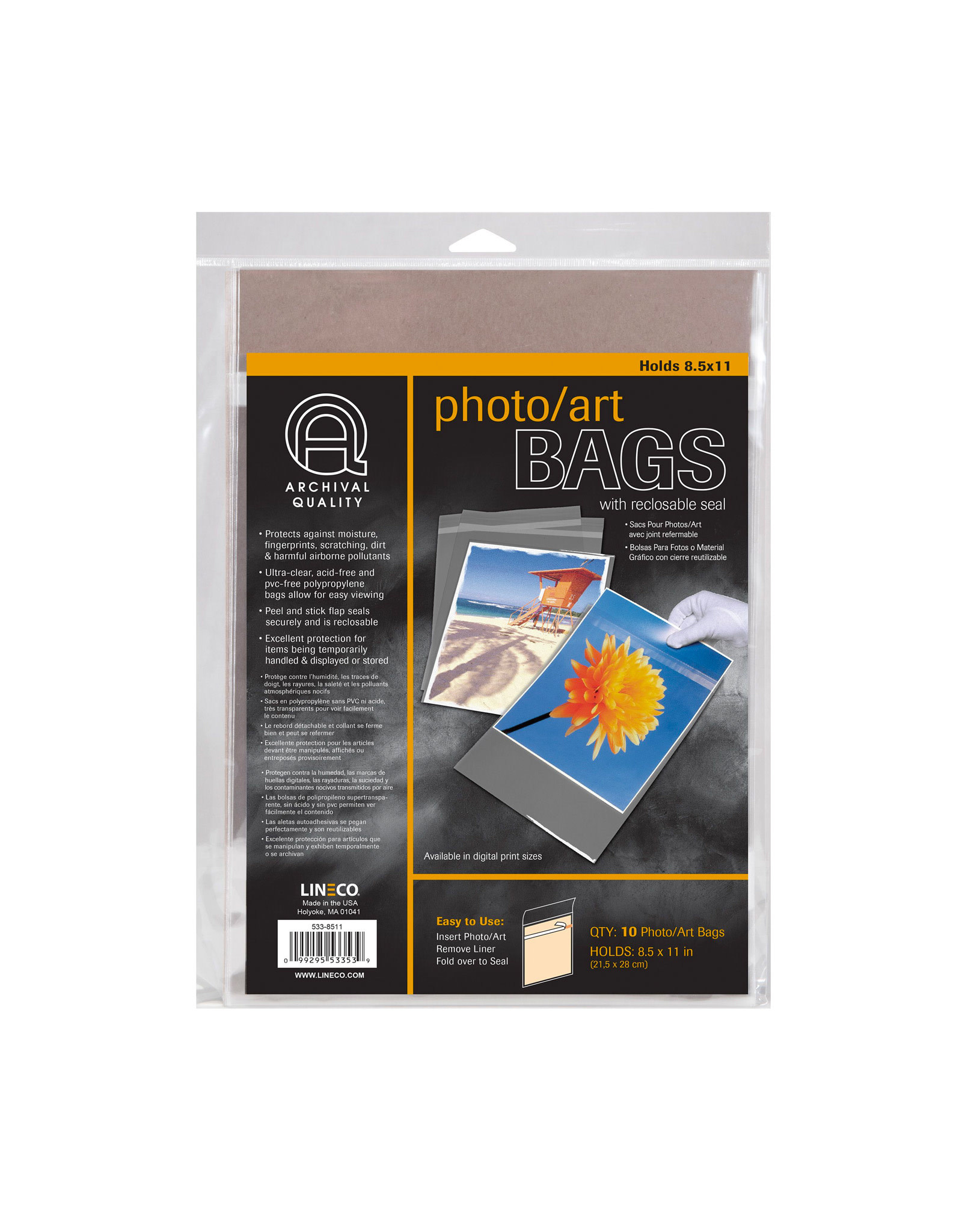Lineco Lineco Self-Sealing Photo/Art Bags, 8½” x 11", 10pk