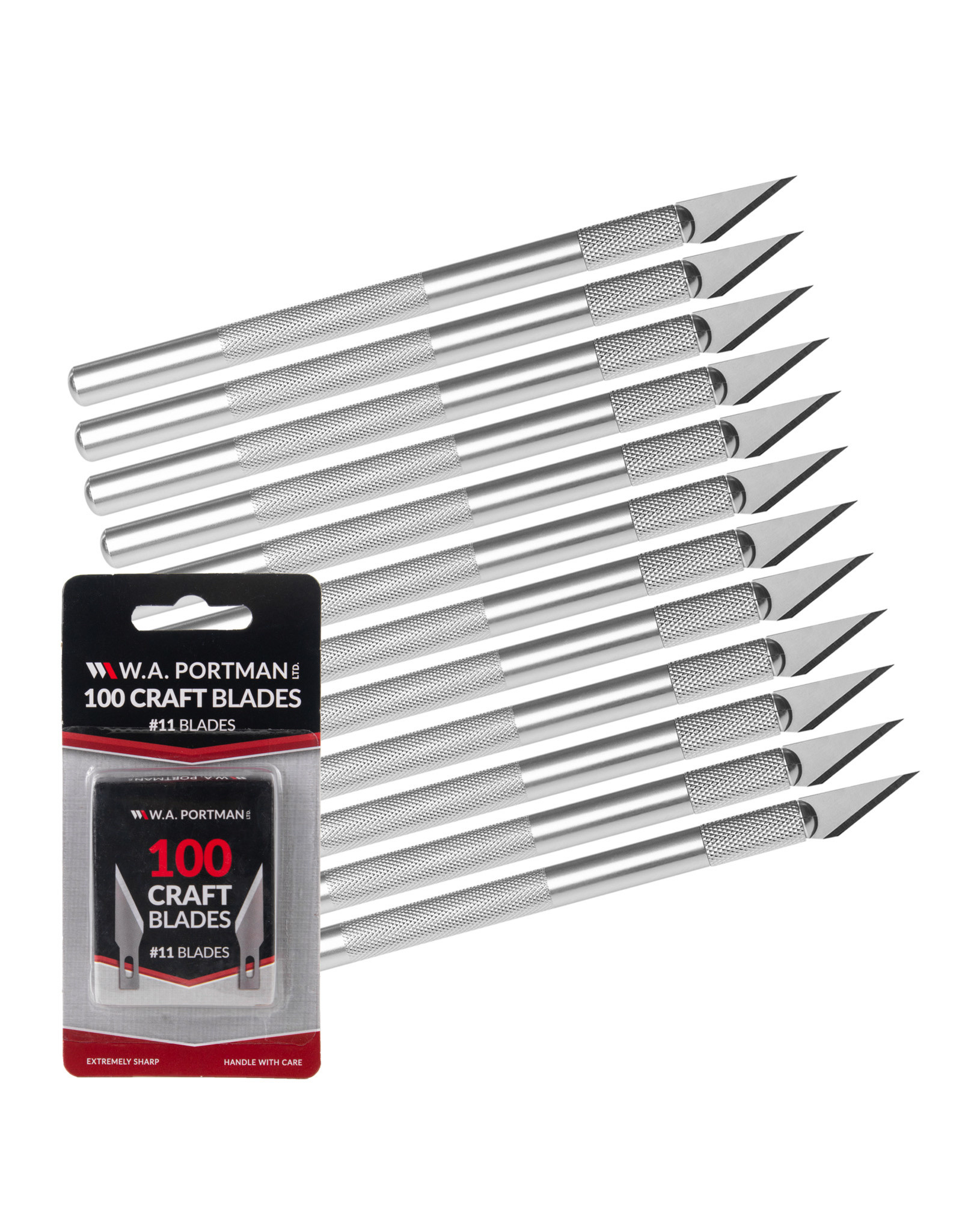 W.A. Portman WA Portman Hobby Knife Set - 12pc High-Grade Craft Knife Set with #11 100pc Extra Premium Steel Hobby Blades