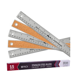 W.A. Portman WA Portman 15" 10pk Stainless Cork Back Ruler