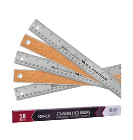 W.A. Portman WA Portman 18" 10pk Stainless Cork Back Ruler