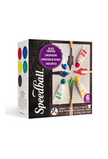 SPEEDBALL ART PRODUCTS Speedball Fabric & Paper Block Printing Ink Set, Assorted Colors, 6pc