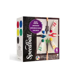 SPEEDBALL ART PRODUCTS Speedball Fabric & Paper Block Printing Ink Set, Assorted Colors, 6pc