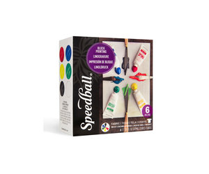 Speedball Block Printing Ink Set - 6 Colors For Fabric & Paper, Water Soluble Oil Based