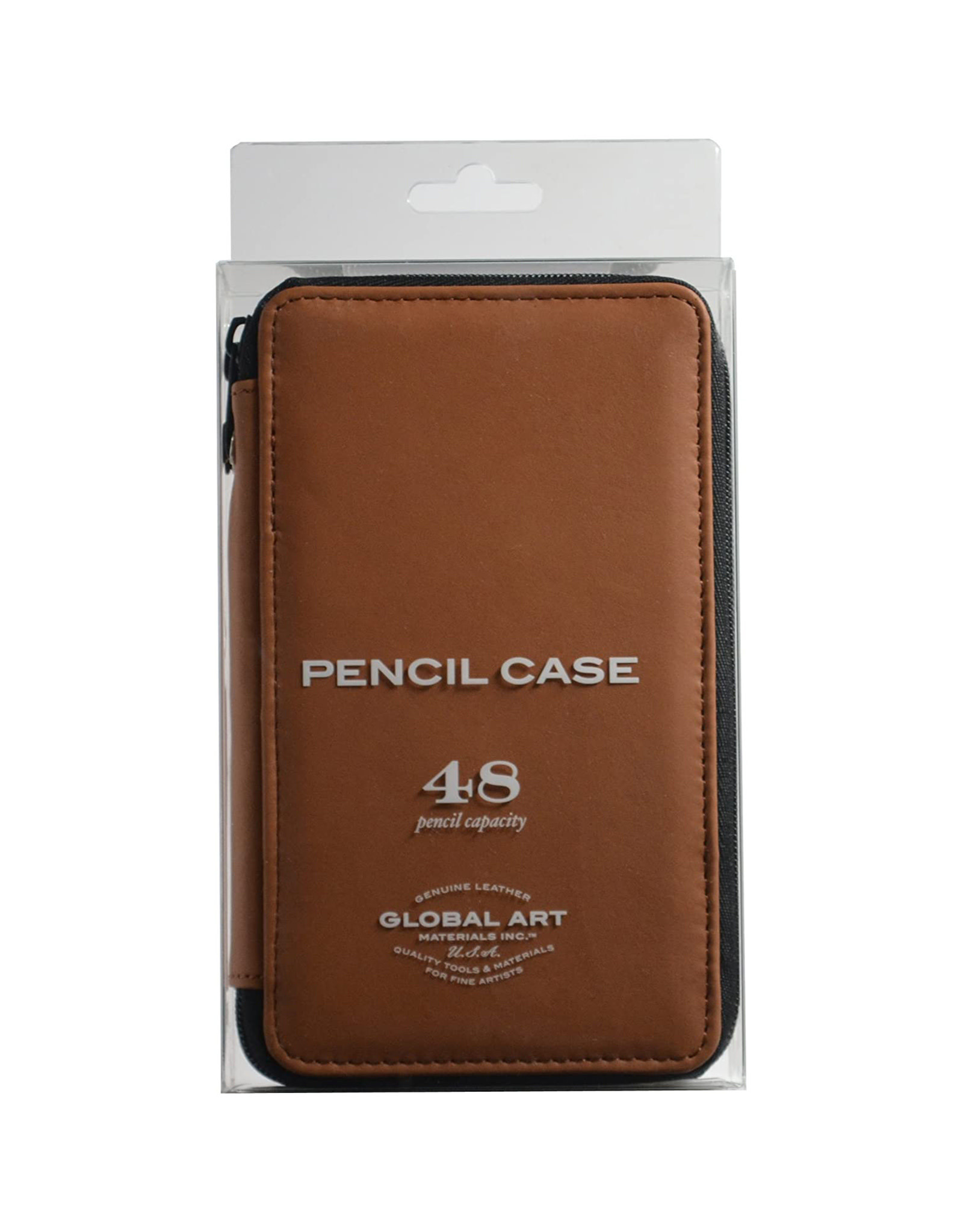 SPEEDBALL ART PRODUCTS Global Art Pencil Case, Genuine Leather, Brown, 48 Pencils