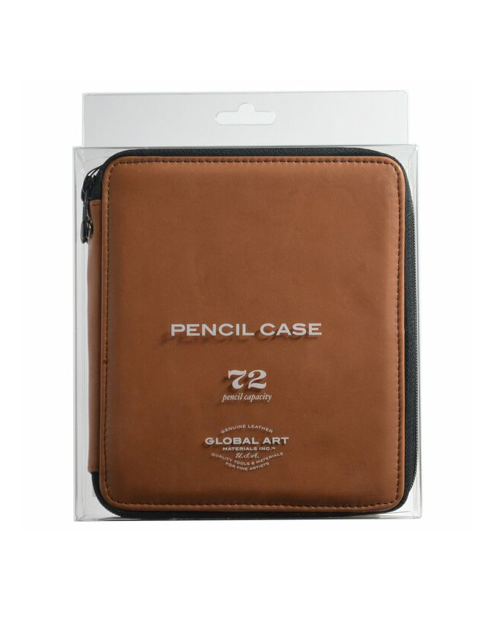 Global Art 72-Slot Brown Leather Pencil Case