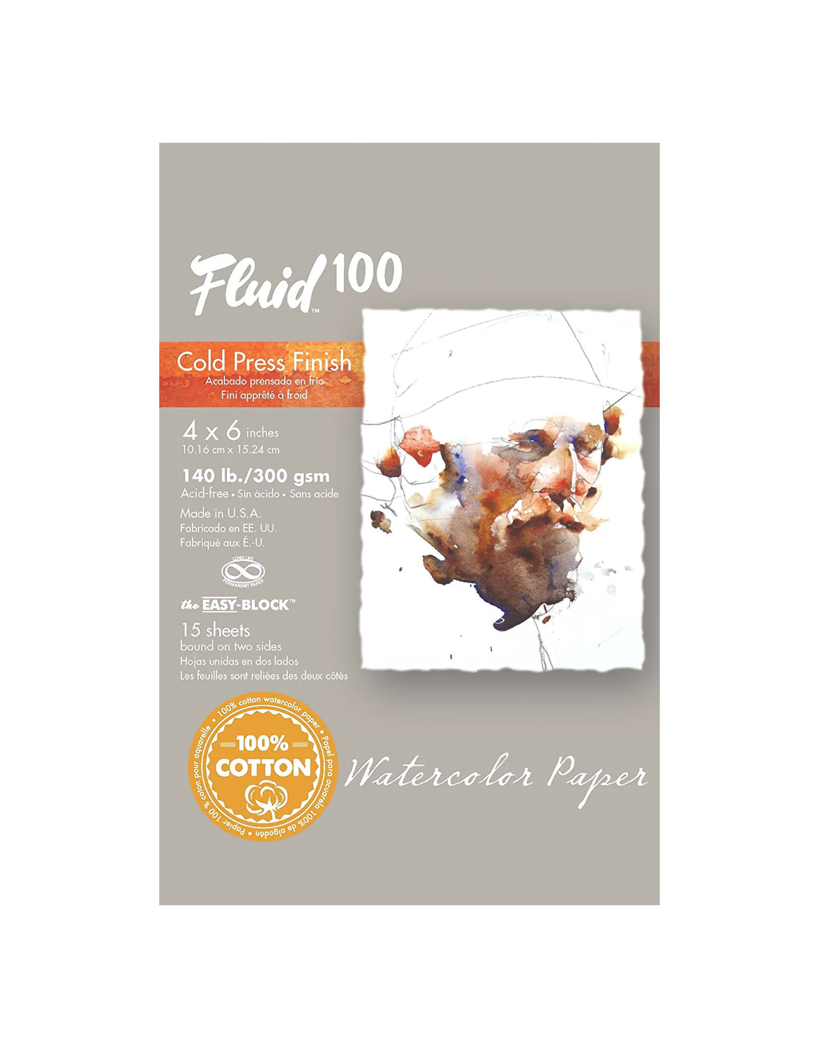 SPEEDBALL ART PRODUCTS Speedball Fluid Cold-Press Watercolor Block, 4" X 6", 140lb