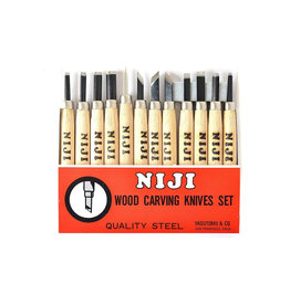 YASUTOMO Niji Wood and Linoleum Carving Set of 12