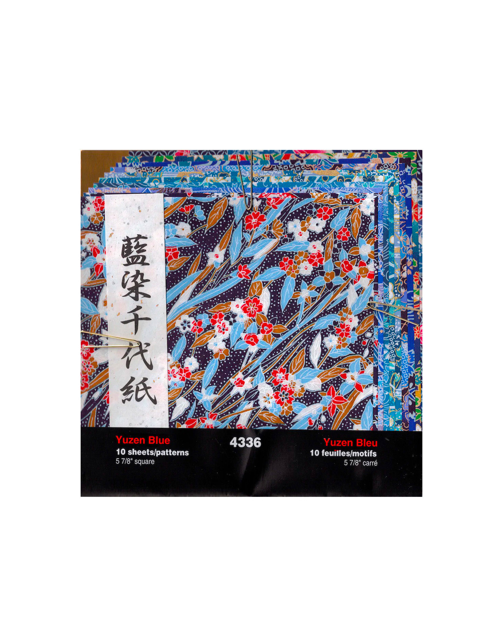 YASUTOMO Yasutomo Origami Paper, Yuzen Blue Patterns, 10 Sheets