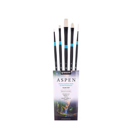 W.A. Portman Princeton Aspen 6500 Series 5pc Professional Paint Brushes for Acrylic Painting – Oil and Acrylic Paint Brushes Set – Round, Bright, Flat, Filbert & Liner