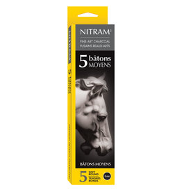 CLEARANCE Nitram Beaux Arts Fusains Extra Soft 8mm Charcoal Sticks Set of 5