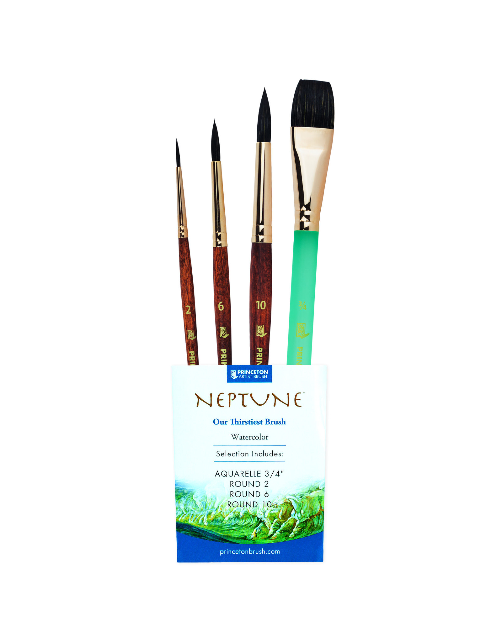 W.A. Portman Princeton Neptune 4750 Series – 4pc Watercolor Brush Set – Watercolor Brushes Professional Soft Synthetic Squirrel Hair for Watercolor Painting