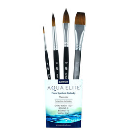 W.A. Portman Princeton Artist Brush Co Aqua Elite 4850 Series - 4-Piece Synthetic Watercolor Brushes Professional Kolinsky Sable Brushes