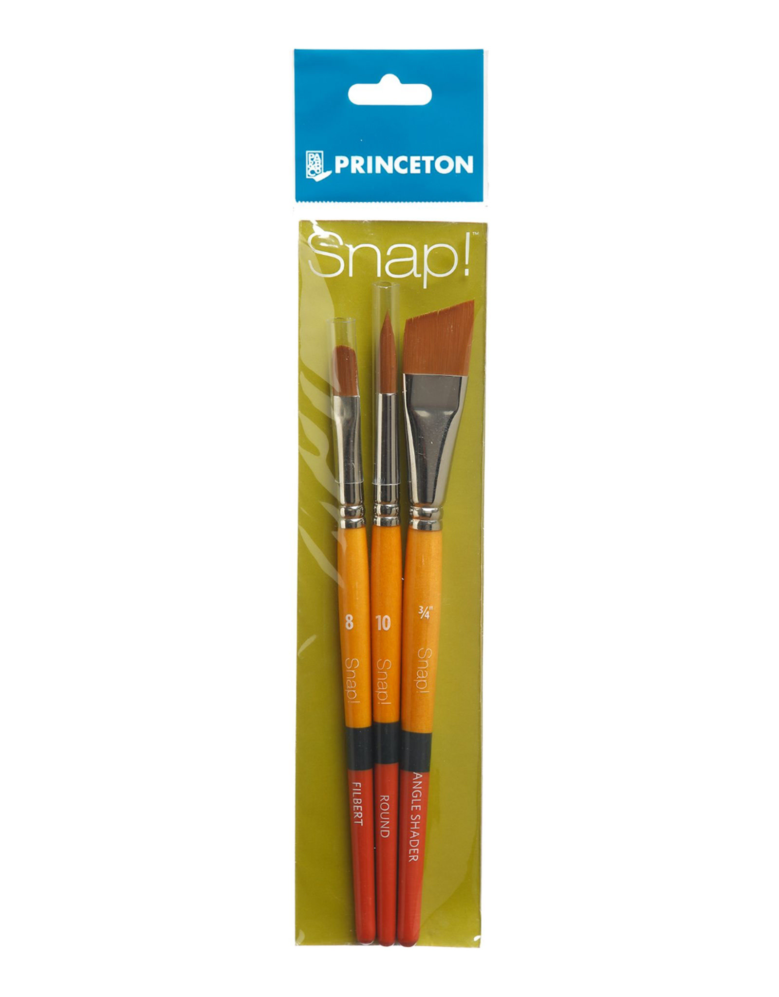 Princeton Princeton Snap! 3-Piece Set with 1 Filbert Brush, 1 Round Brush and 1 Angle Shader Brush