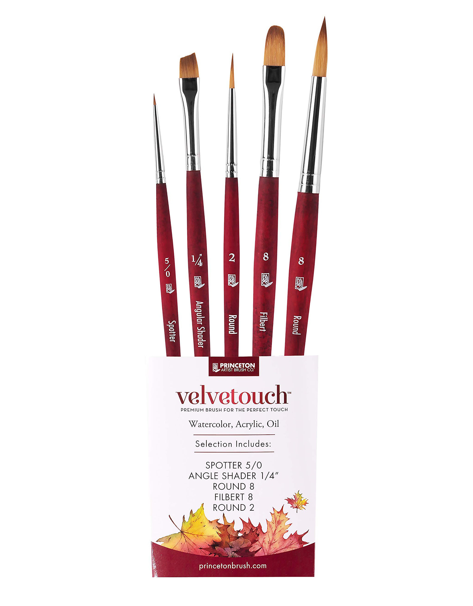 W.A. Portman Princeton Velvetouch Series 3950 – 5pc Professional Paint Brushes for Acrylic Painting – Watercolor, Oil & Acrylic Paint Brushes Set