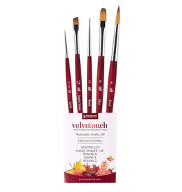 W.A. Portman Princeton Velvetouch Series 3950 – 5pc Professional Paint Brushes for Acrylic Painting – Watercolor, Oil & Acrylic Paint Brushes Set
