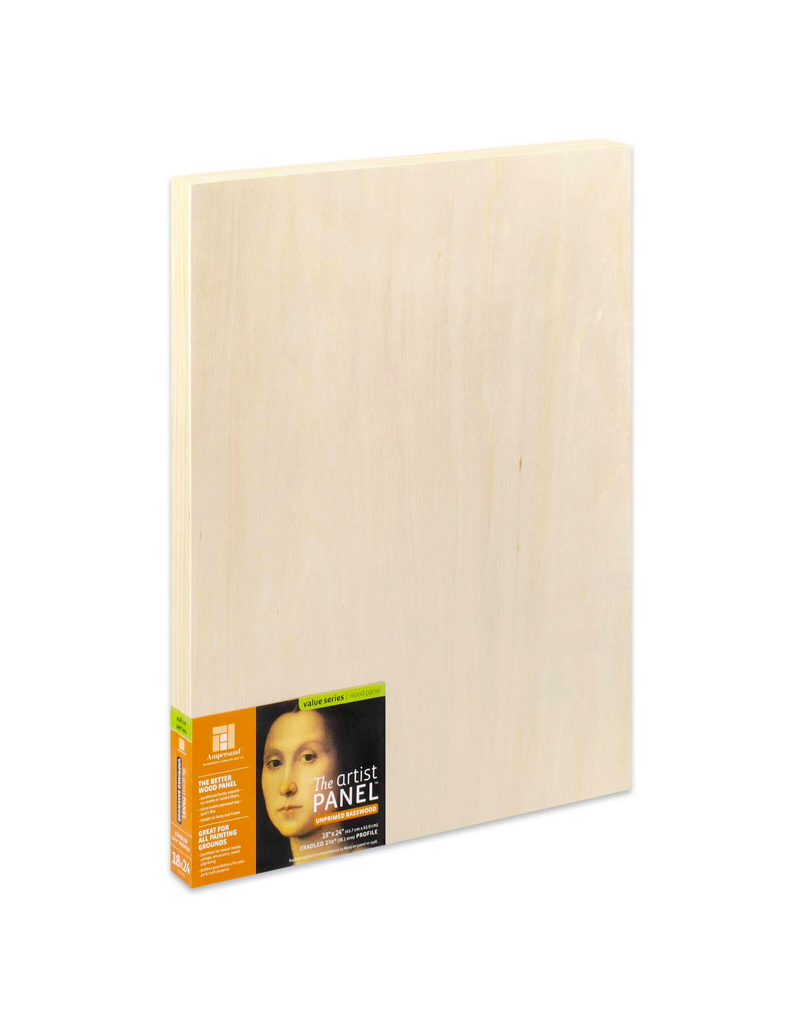 Ampersand Art Ampersand Unprimed Basswood 1 1/2'' Cradled 18" x 24"