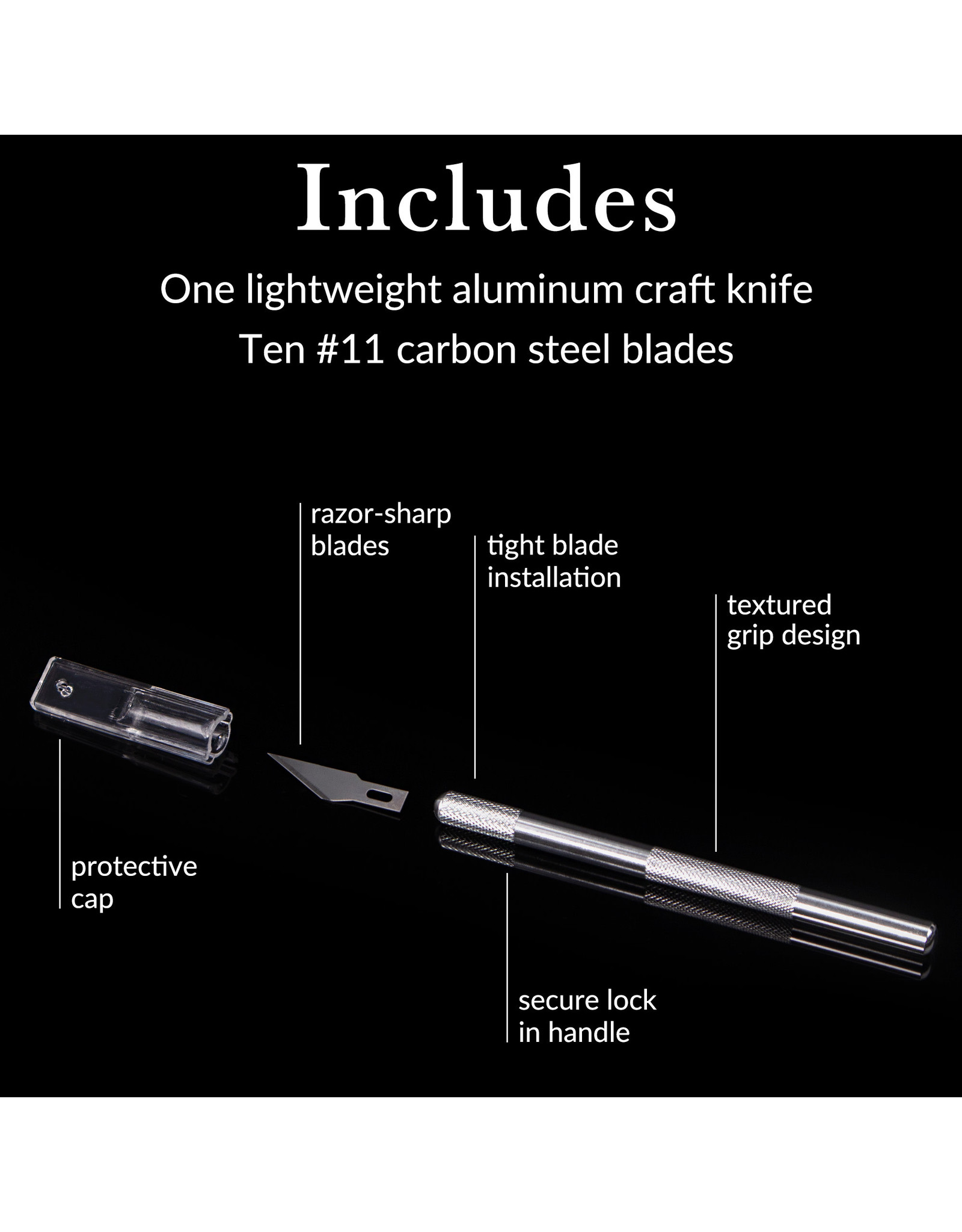 W.A. Portman WA Portman Hobby Knife Set - 1pc High-Grade Craft Knife Set with #11 10pc Extra Premium Steel Hobby Blades