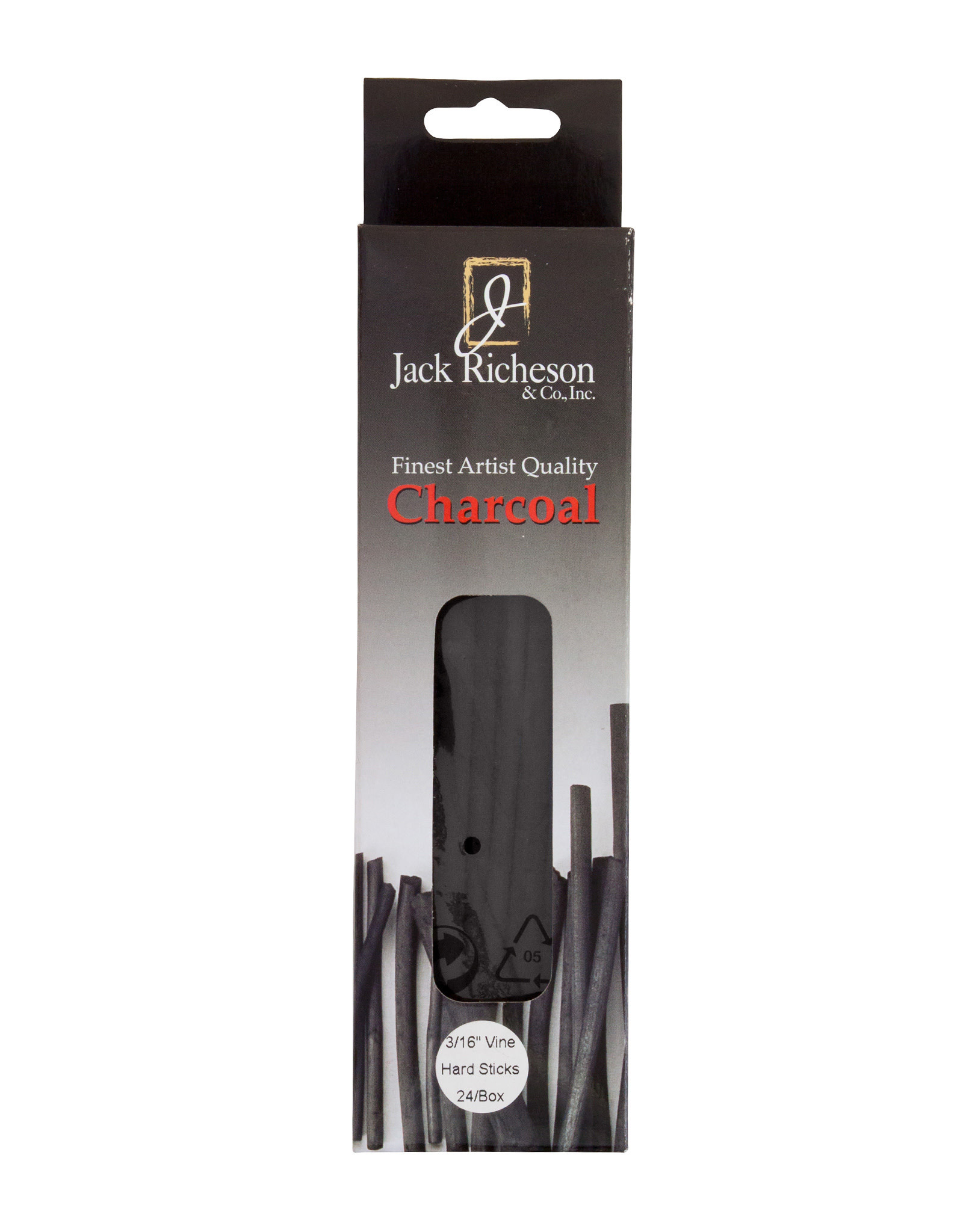 Jack Richeson Extra Soft Thin Vine Charcoal Stick, Black