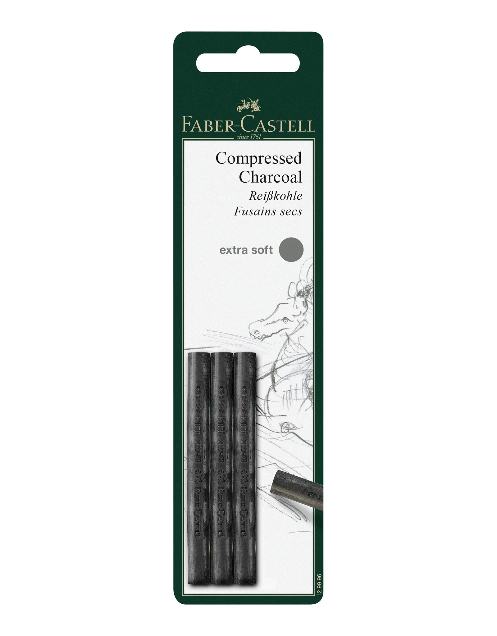 FABER-CASTELL Faber-Castel Pitt Compressed Charcoal Sticks Set of 3 – Extra Soft