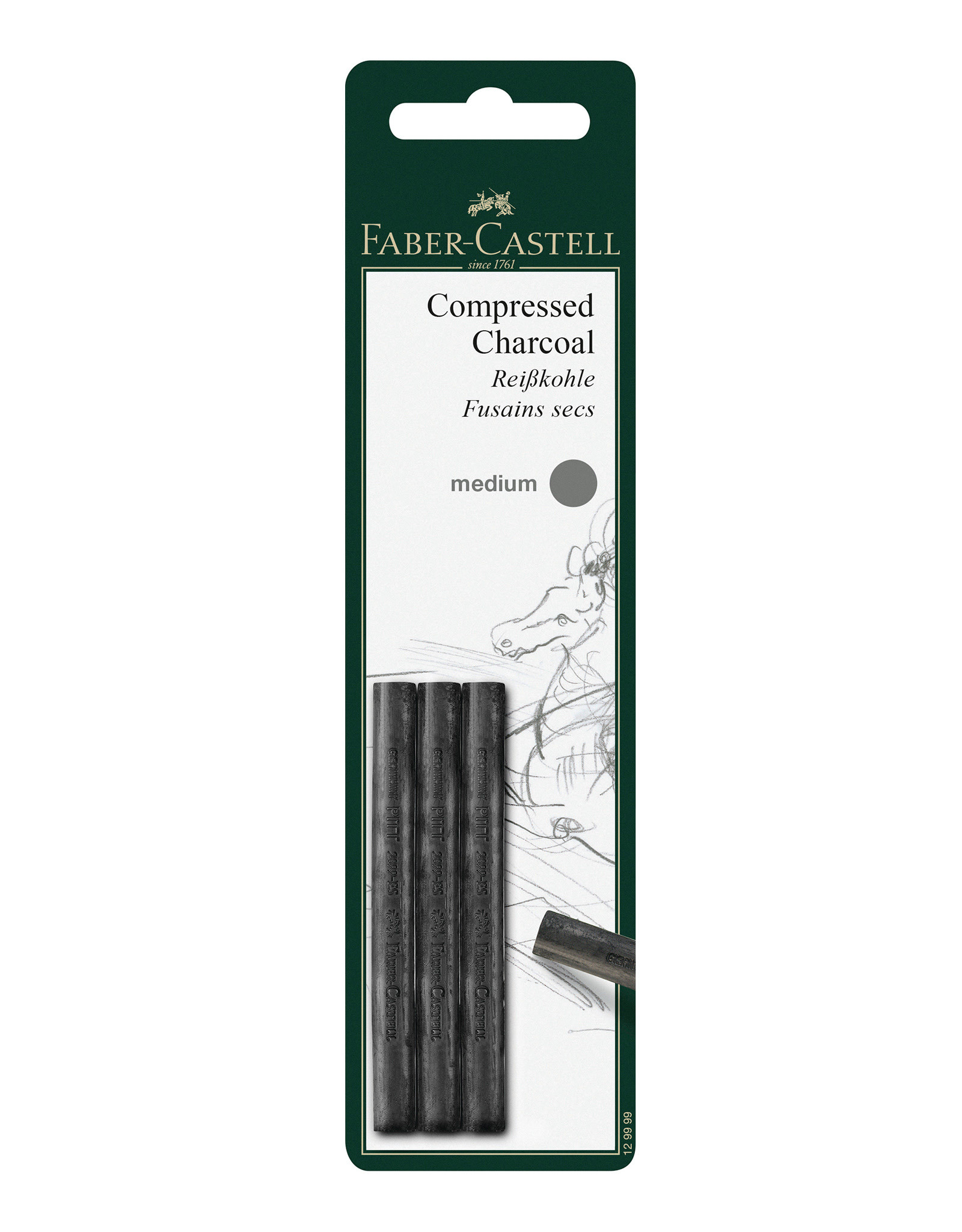FABER-CASTELL Faber-Castel Pitt Compressed Charcoal Sticks Set of 3 – Medium