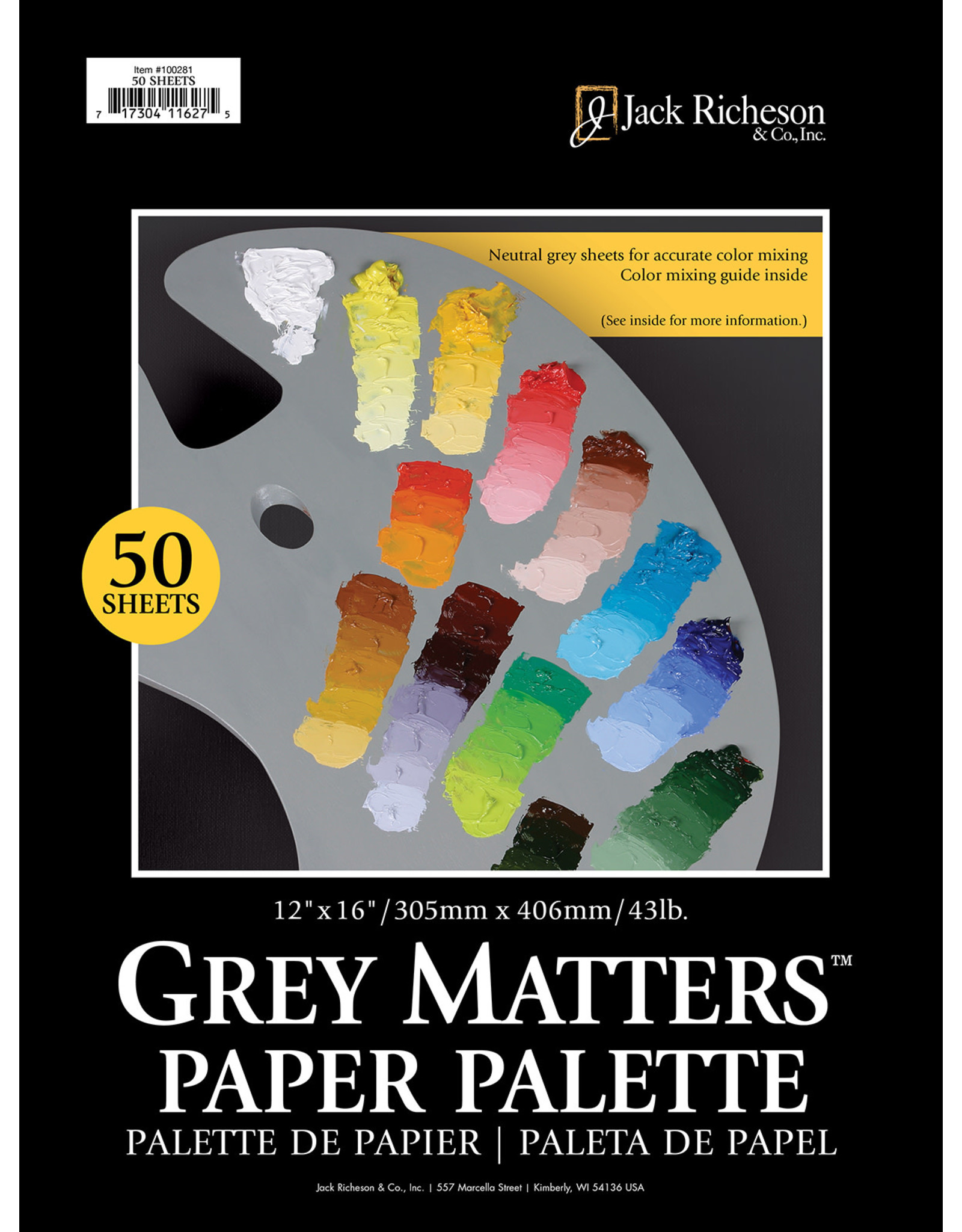 Jack Richeson Jack Richeson Grey Matters Paper Palette 12x16 50 Sheets