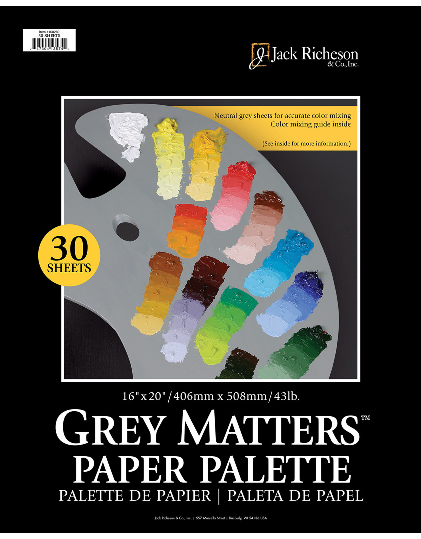 Jack Richeson Jack Richeson Grey Matters Paper Palette 16” x 20”, 30 Sheets