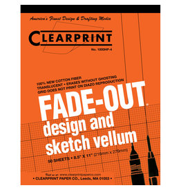 Clearprint Clearprint 1000H Fade-Out Design and Sketch Vellum 4x4 Grid 8.5x11 pack of 50 sheets