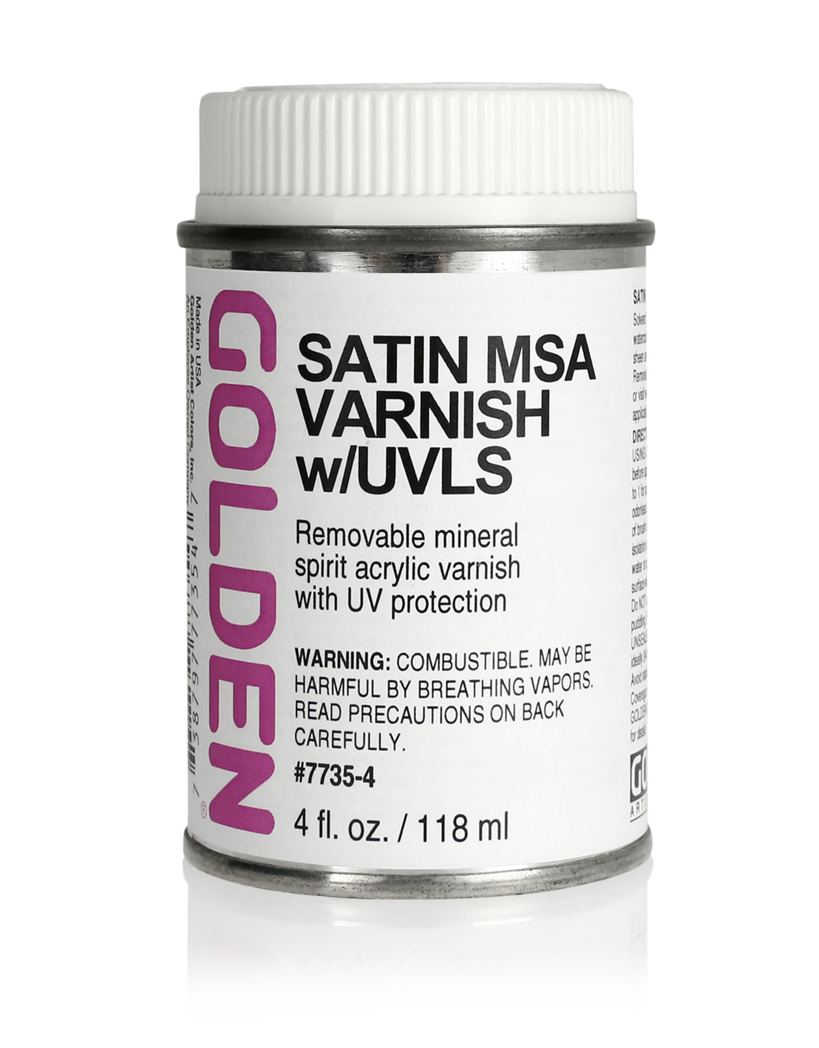 Golden Satin MSA Varnish w/UVLS 4 oz can - The Art Store/Commercial Art  Supply